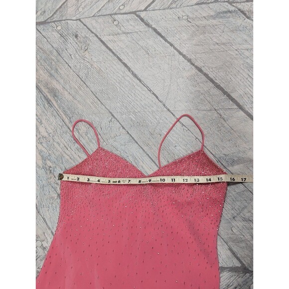 Cache Size 2 Pink Crystal Embellished Full Length Gown Evening Formal Prom Dress - Picture 13 of 16